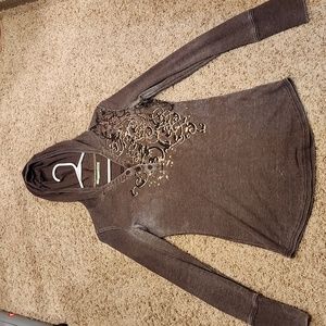 EUC Long sleeve graphic design sweater with hood